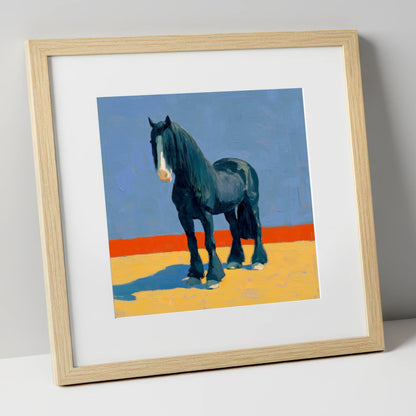 The Painted Shire horse breed art print in natural frame