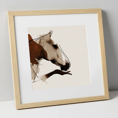 Unspoken Bond horse & rider art print in natural frame