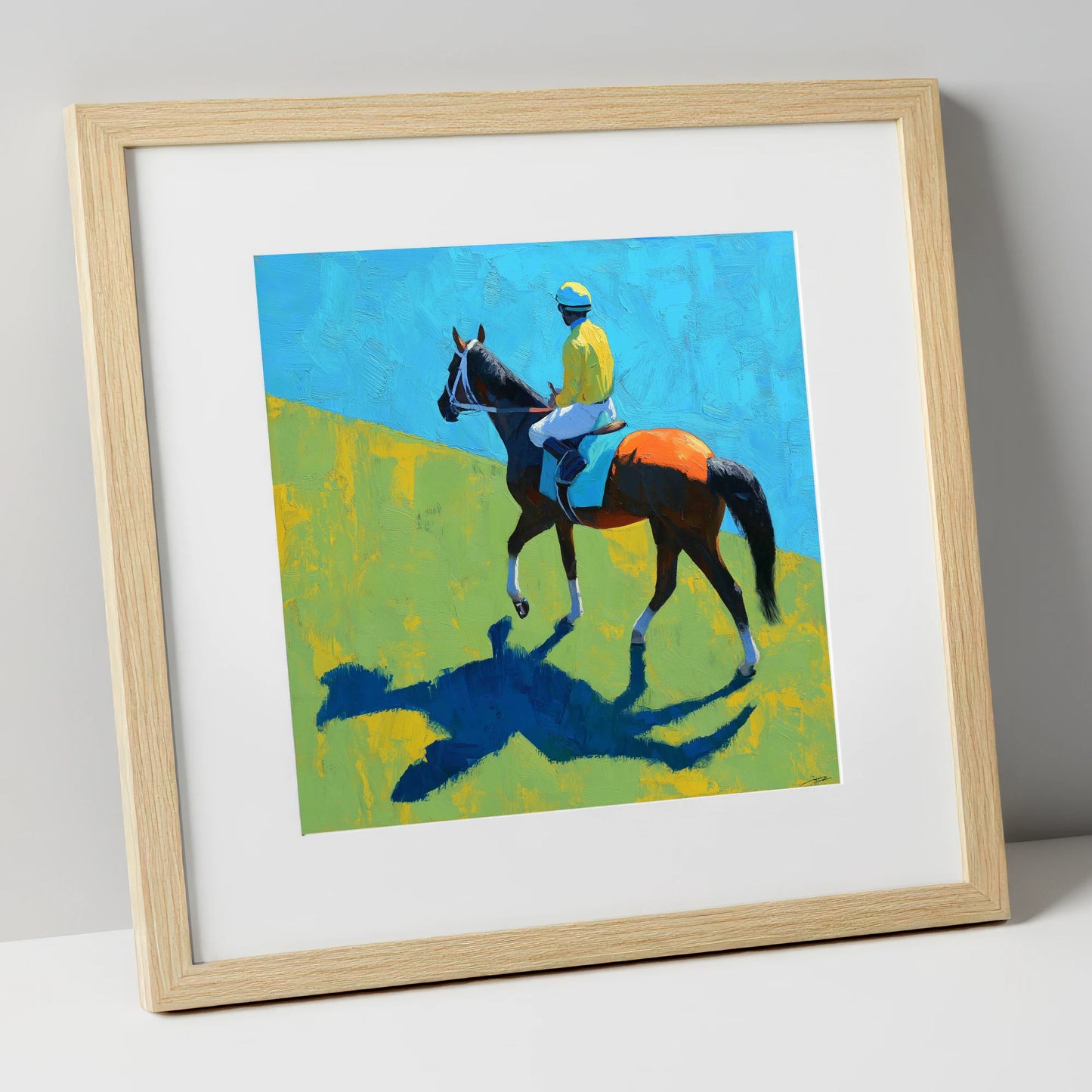 To The Start racing horse art print in natural frame
