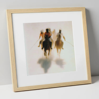 The Ethereal Chukka polo horse art print in natural frame