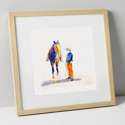 Vivid Western Partnership western horse art print in natural frame