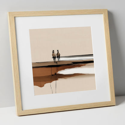 Distant Horizon Companions horse landscape art print in natural frame