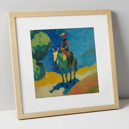 Under a Cobalt Sky western horse art print in natural frame