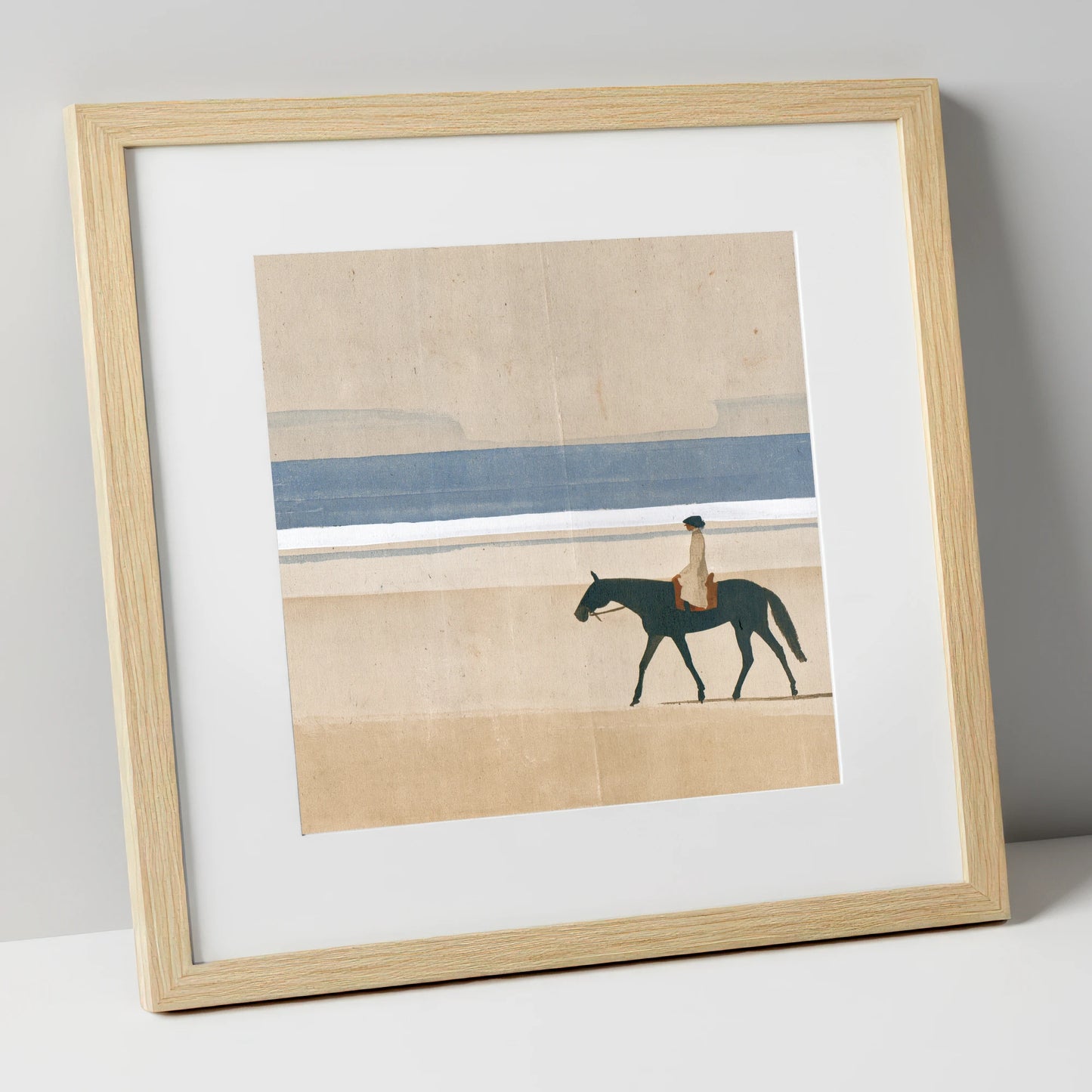 Tide Line Tranquillity beach horse art print in natural frame