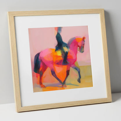 Bold Dressage Rhythm dressage horse art print in natural frame