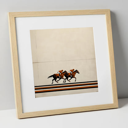 Stride for Stride racing horse art print in natural frame