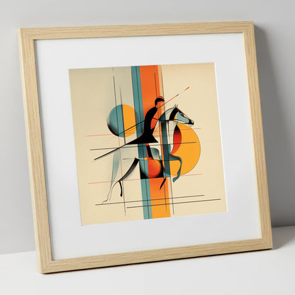 Structured Stride racing horse art print in natural frame