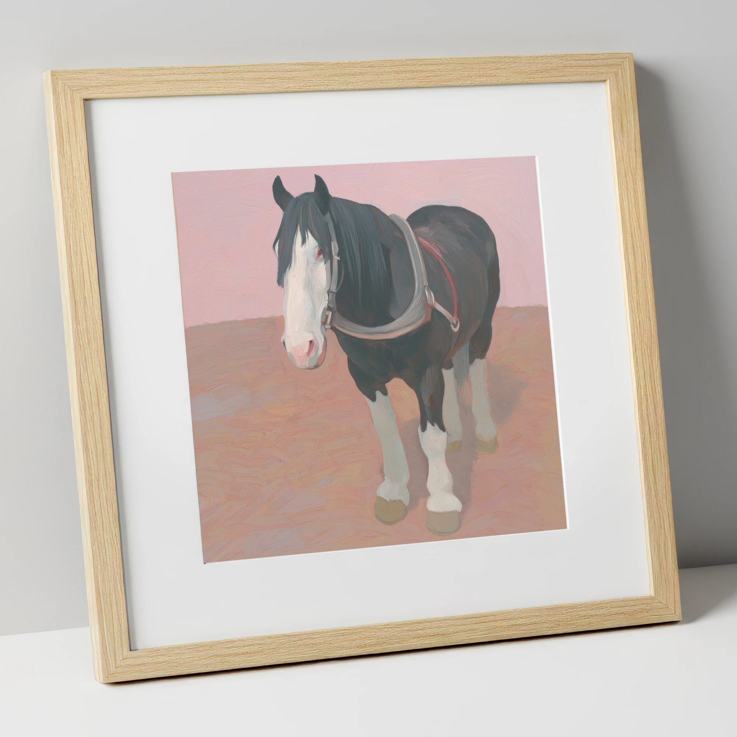 The Gentle Heavy horse breed art print in natural frame