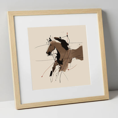 Dynamic Sepia Portrait horse portrait art print in natural frame