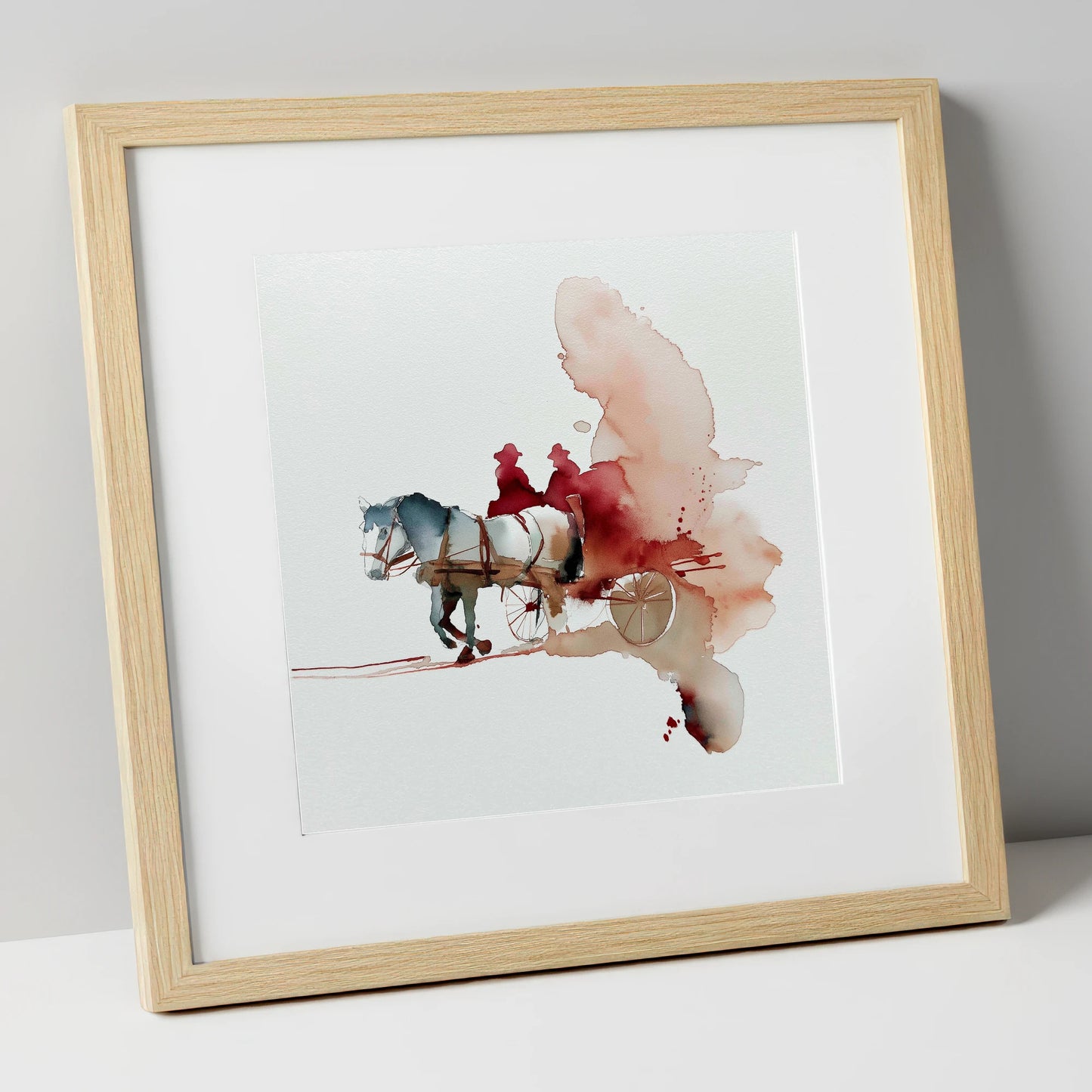 Crimson Passage working horse art print in natural frame