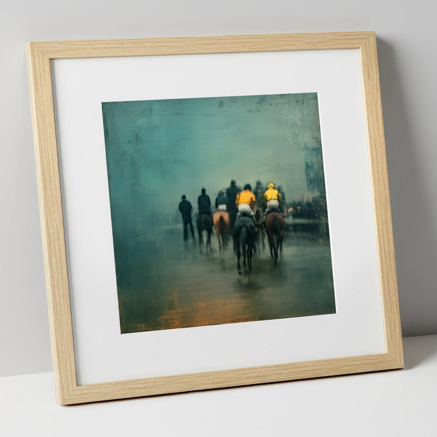 The Early Lot racing horse art print in natural frame