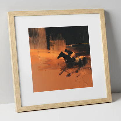 Amber Racing Silhouette racing horse art print in natural frame