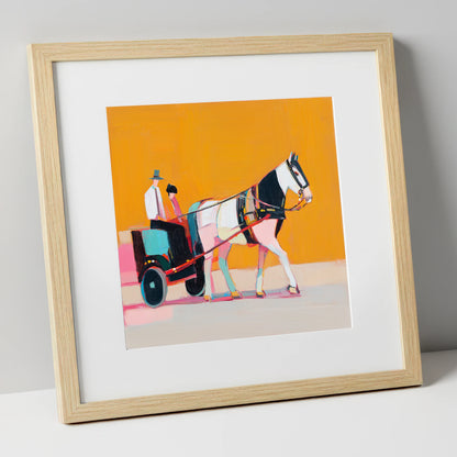 The Bright Turnout working horse art print in natural frame