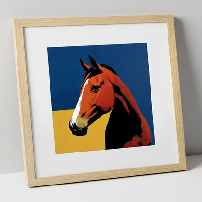 Bold Chestnut Portrait horse portrait art print in natural frame