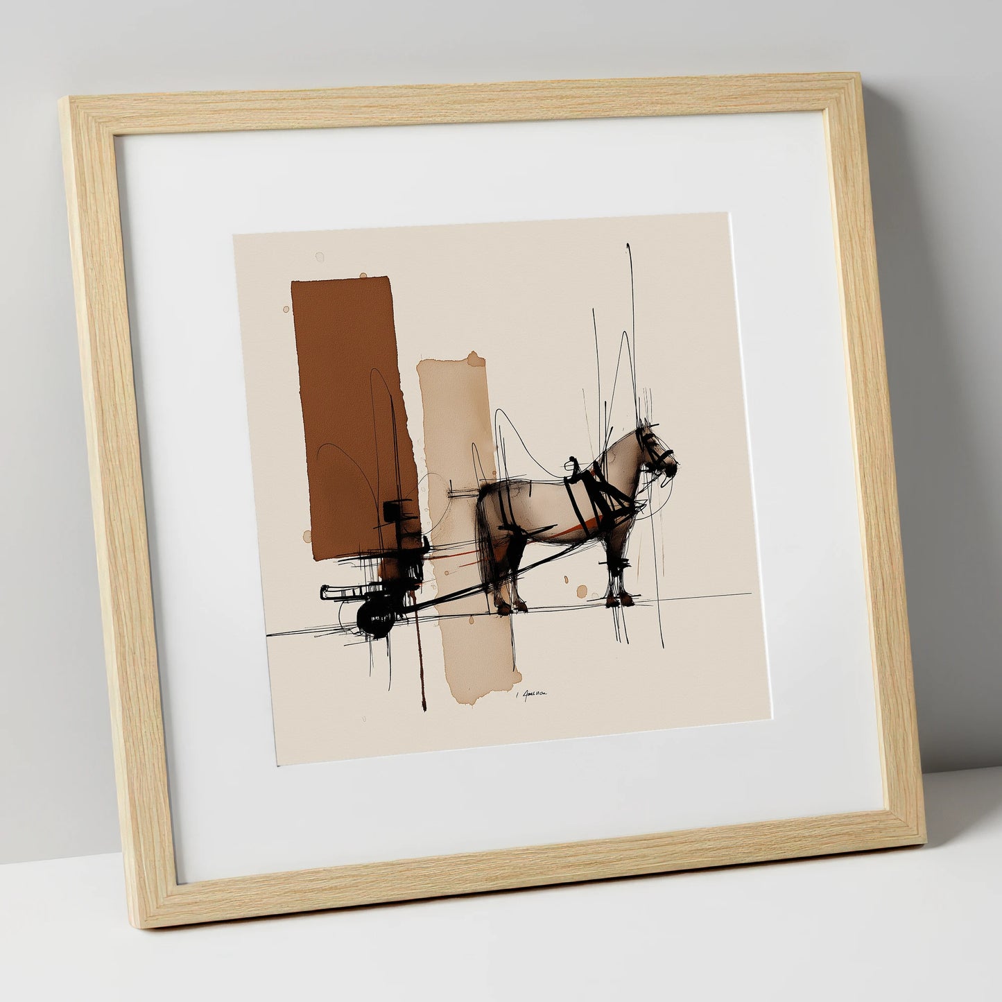 Structural Harness working horse art print in natural frame