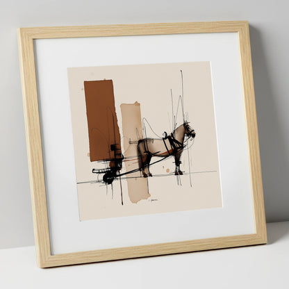 Structural Harness working horse art print in natural frame