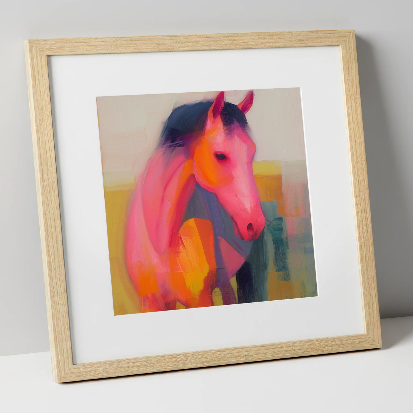 Vivid Equine Spirit horse breed art print in natural frame