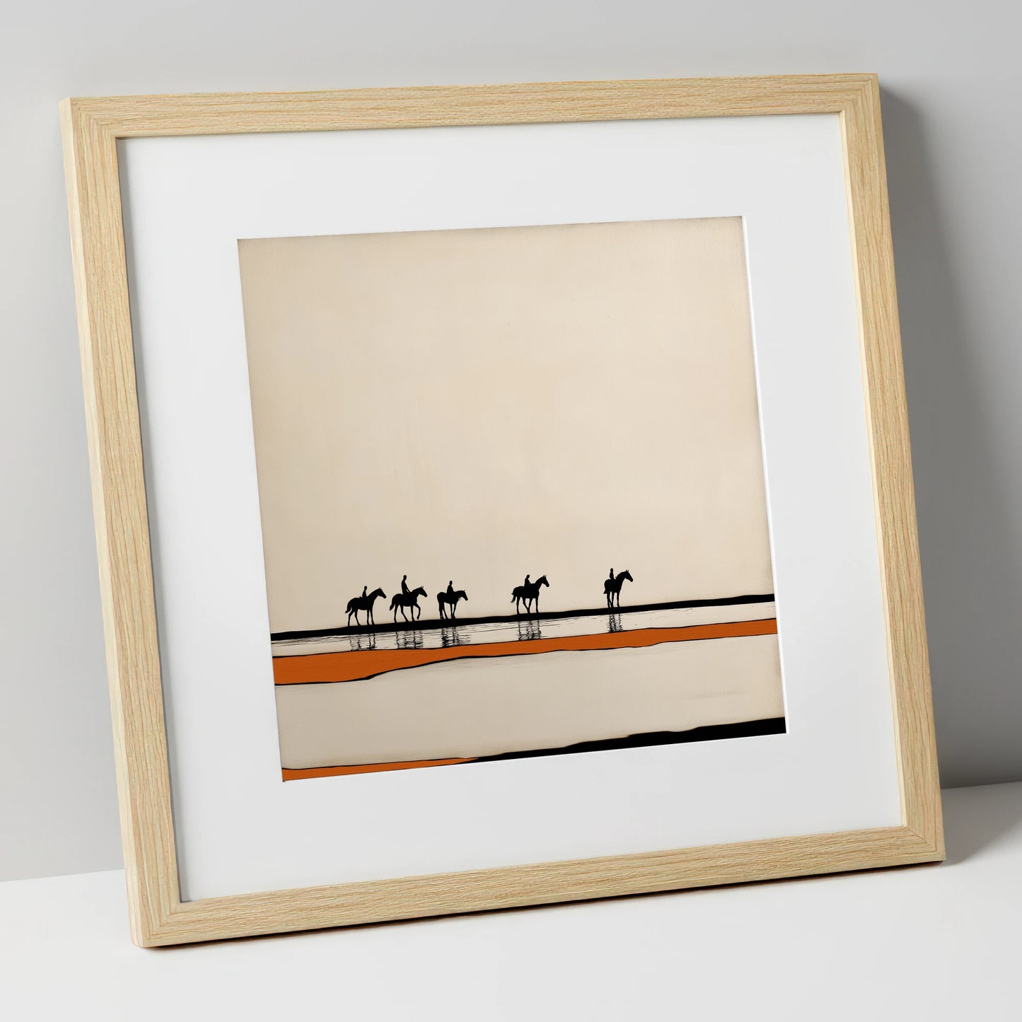 The Long Hack Home horse landscape art print in natural frame
