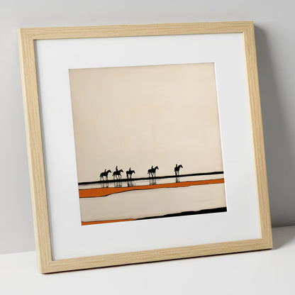 The Long Hack Home horse landscape art print in natural frame