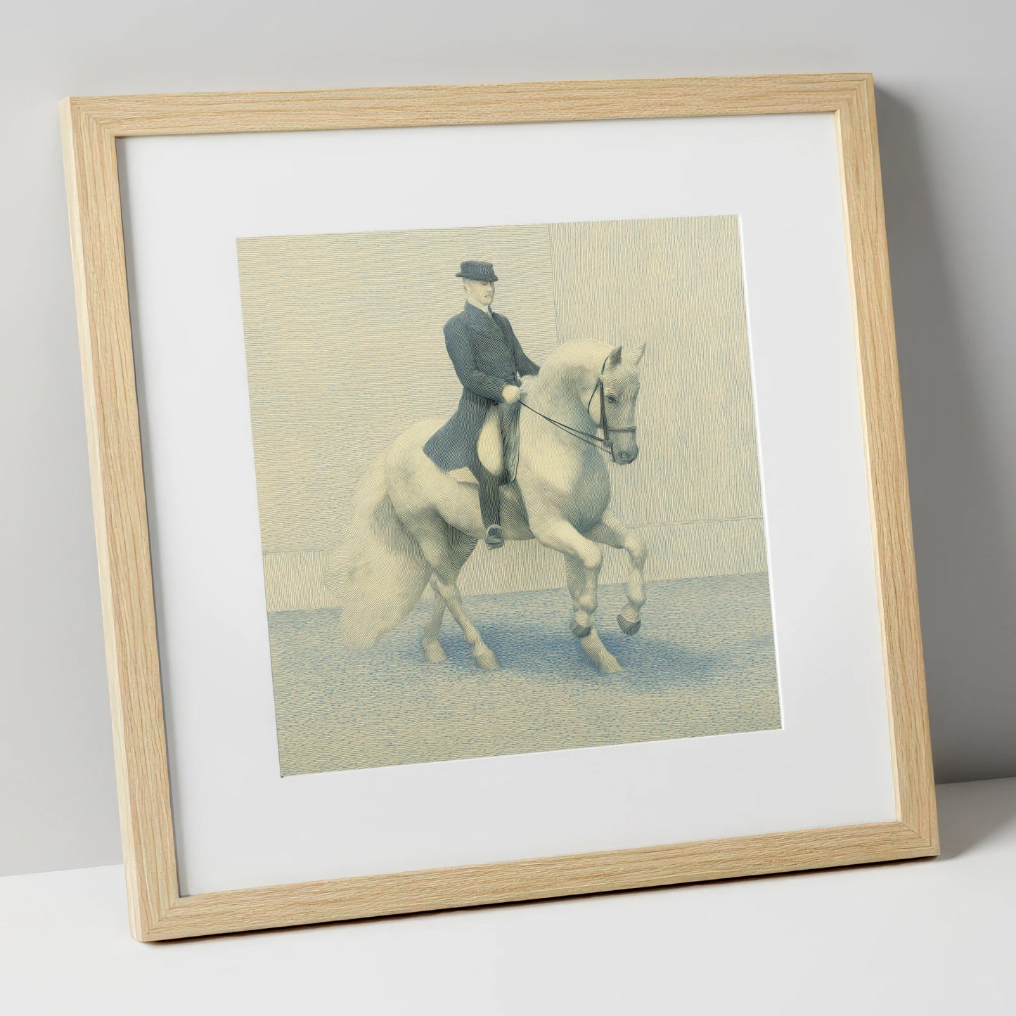 Mastery of Movement dressage horse art print in natural frame
