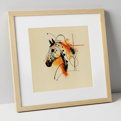 Vibrant Appaloosa Spirit horse breed art print in natural frame