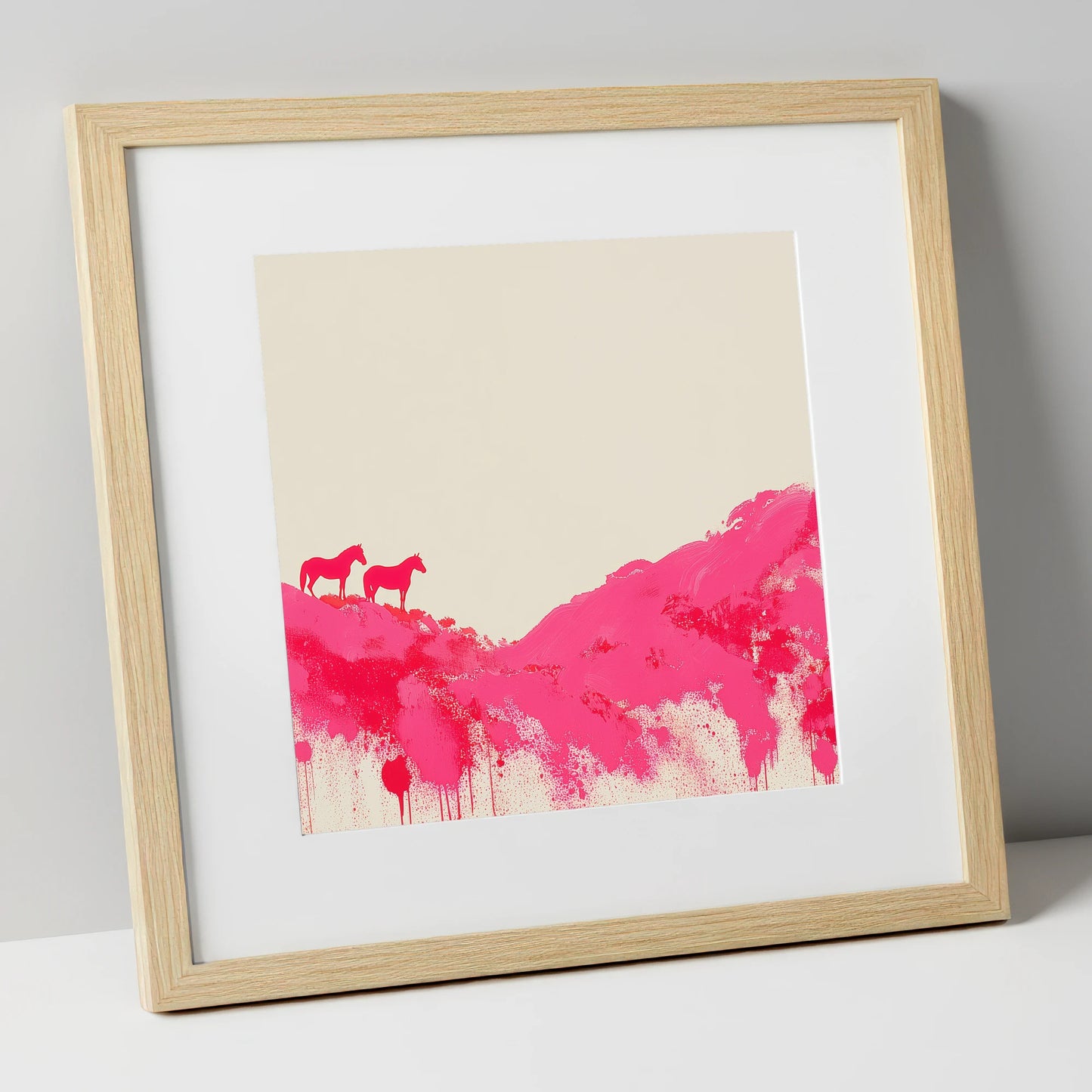Magenta Ridge horse landscape art print in natural frame