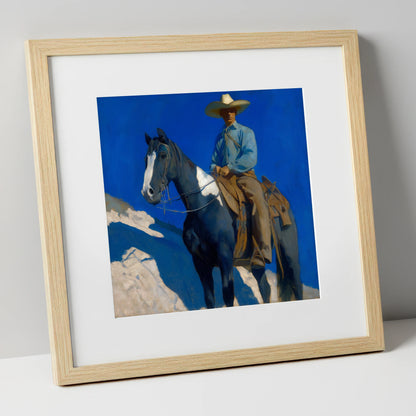 Under the Cobalt Sky western horse art print in natural frame
