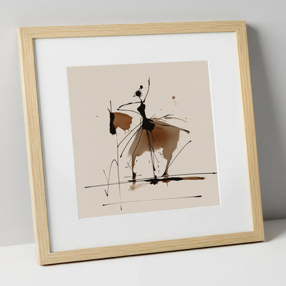 Harmony in Motion dressage horse art print in natural frame