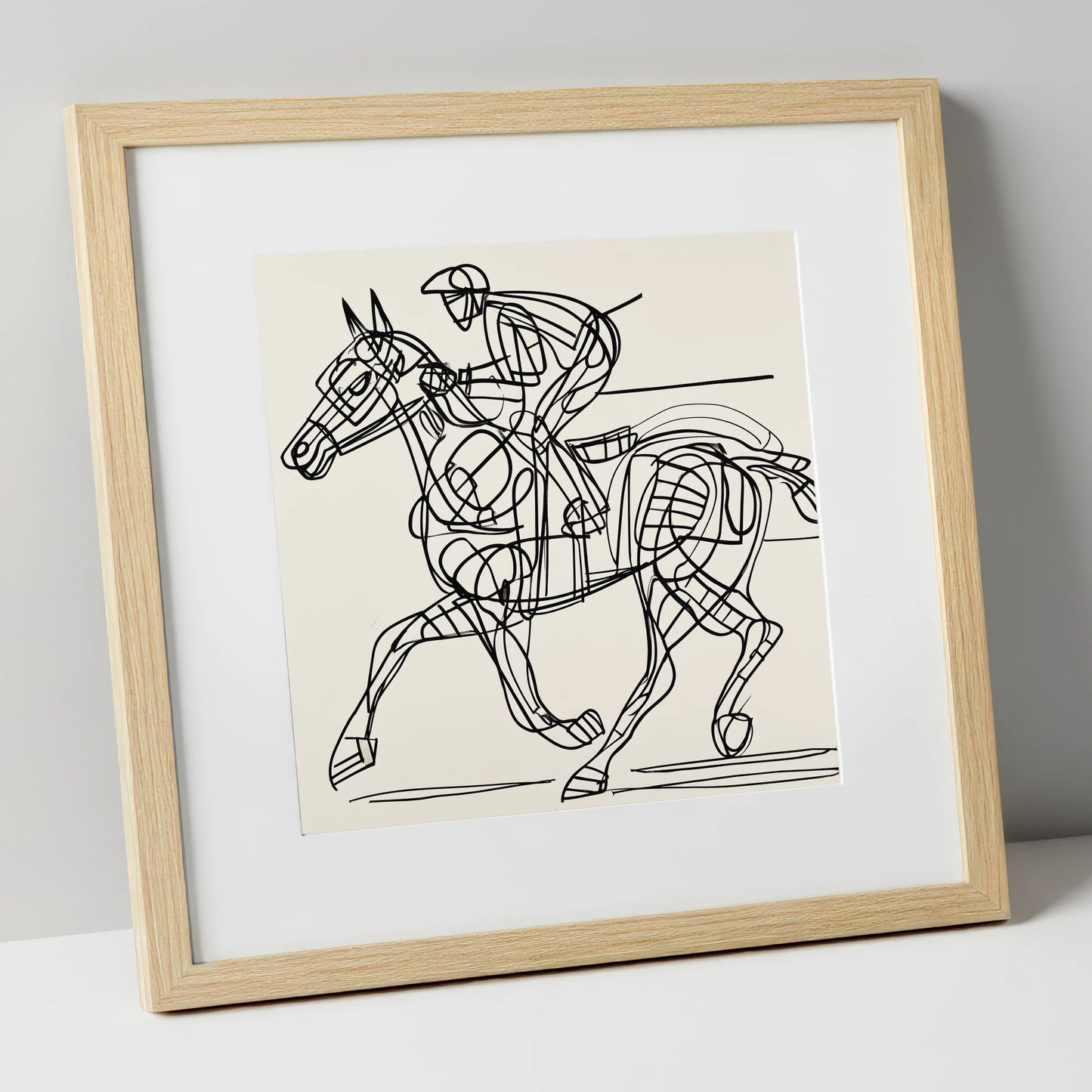 Linear Racing Form racing horse art print in natural frame