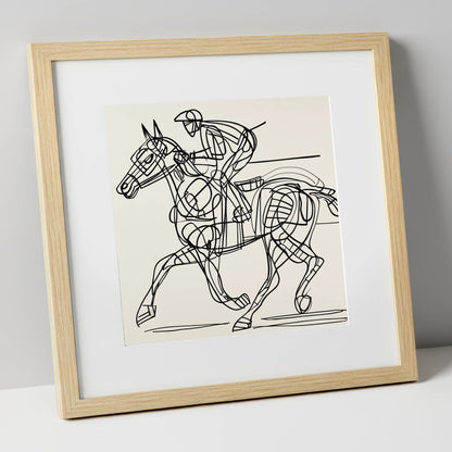 Linear Racing Form racing horse art print in natural frame