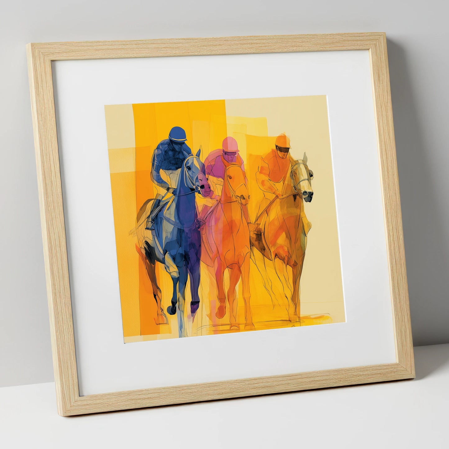 The Colour of Speed racing horse art print in natural frame