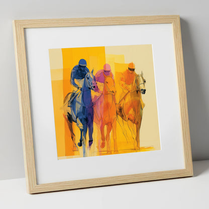 The Colour of Speed racing horse art print in natural frame