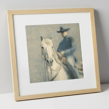 The Quiet Western western horse art print in natural frame