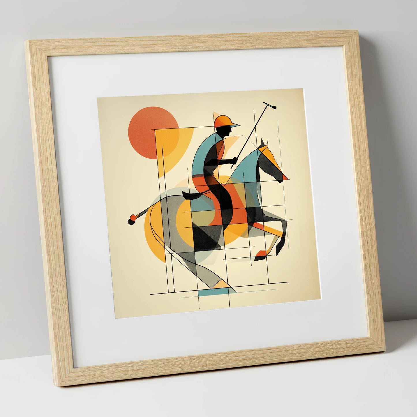 Rhythm of the Chukka polo horse art print in natural frame