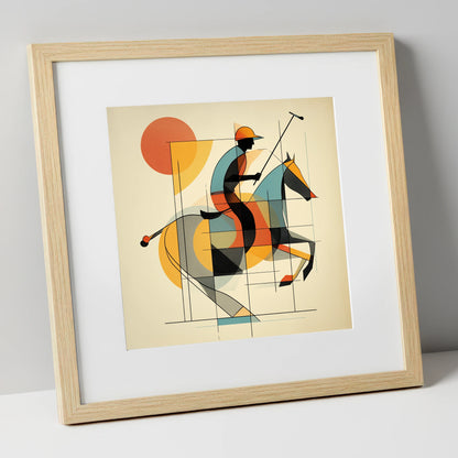 Rhythm of the Chukka polo horse art print in natural frame