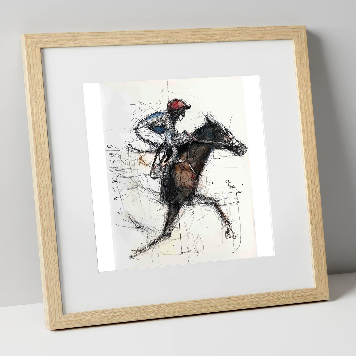 At Full Stretch racing horse art print in natural frame