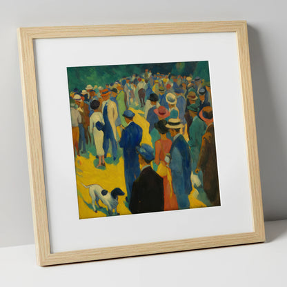 Race Day Spectacle racing horse art print in natural frame