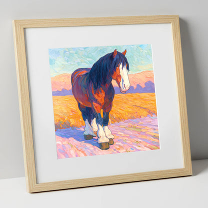 Vivid Heavy Horse horse breed art print in natural frame
