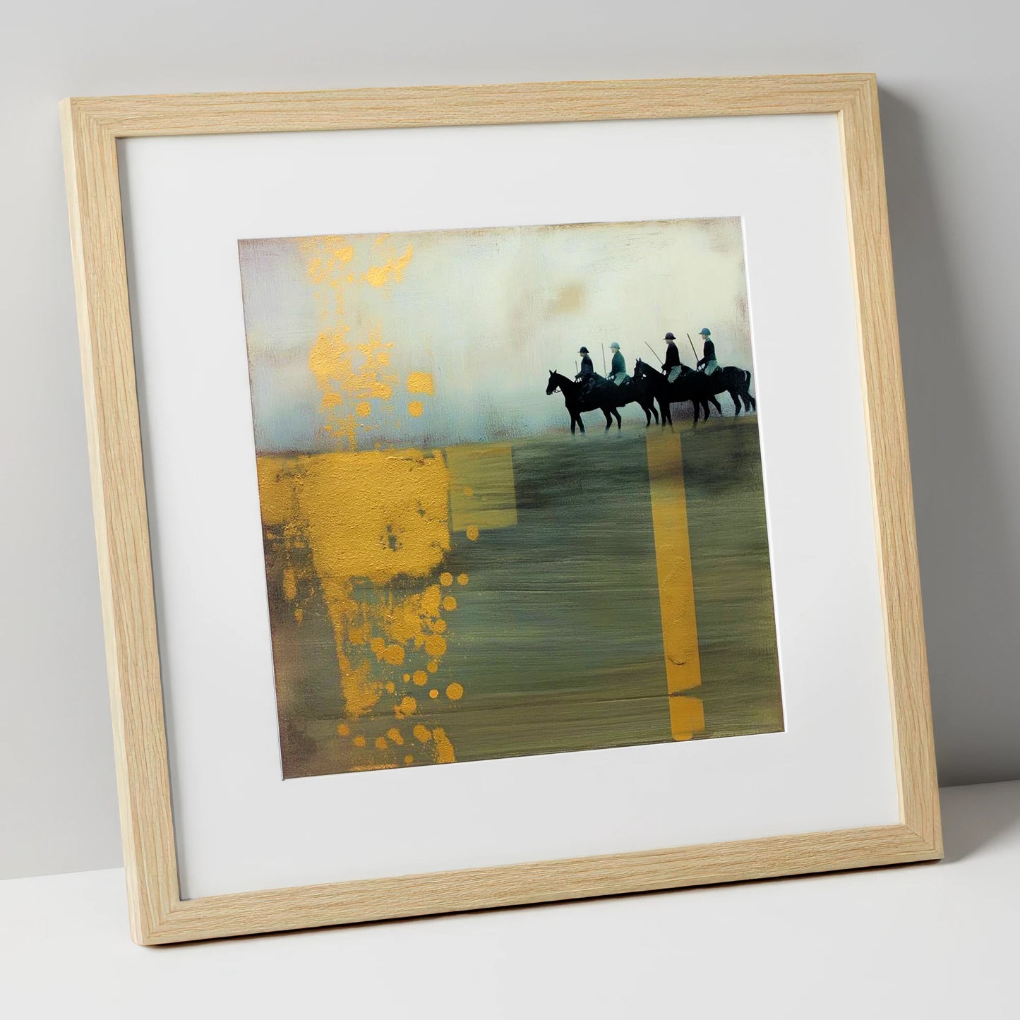 The Gilded Chukka polo horse art print in natural frame