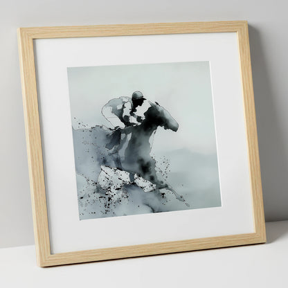 Shadows of the Track racing horse art print in natural frame