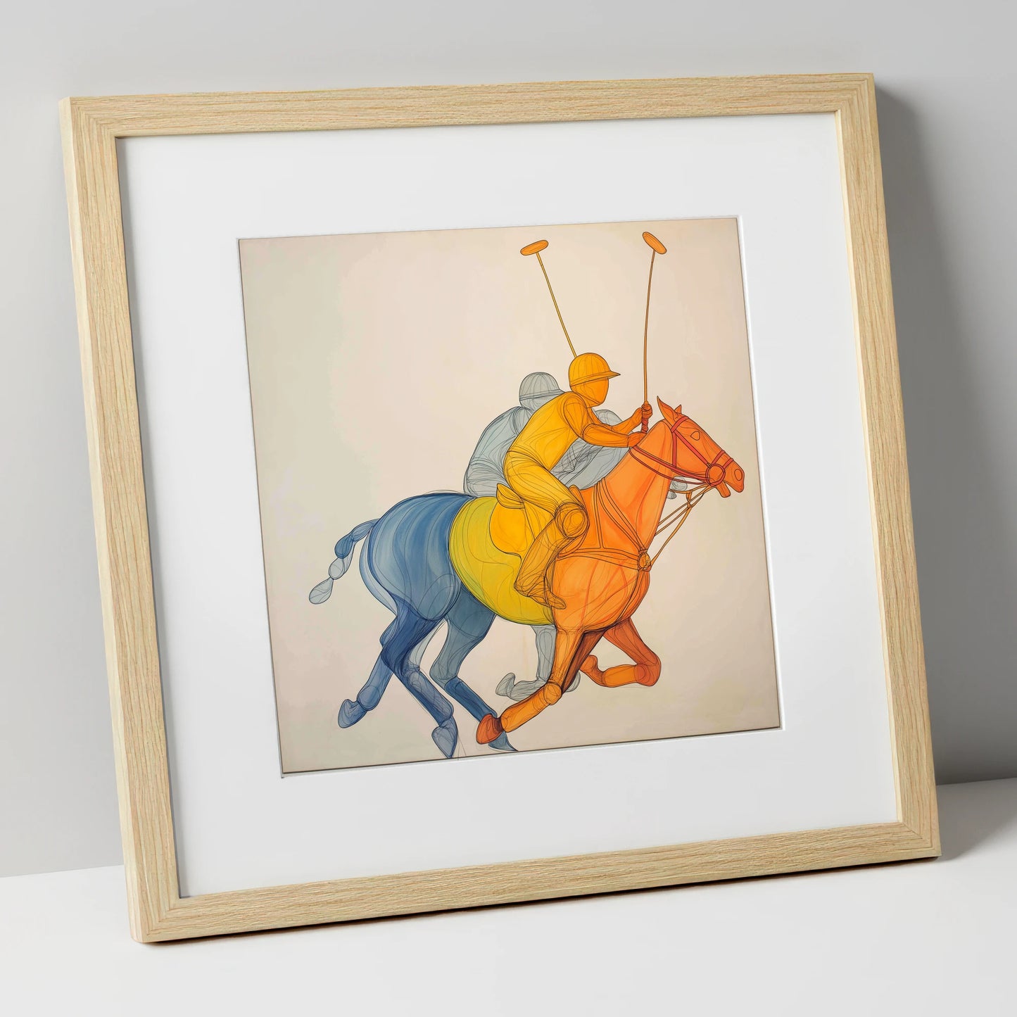 Rhythm of the Chukka polo horse art print in natural frame