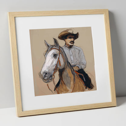 Soul of the West western horse art print in natural frame