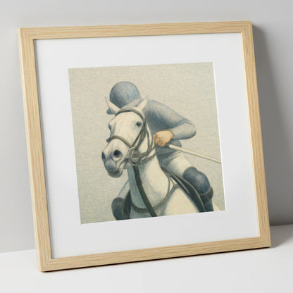 A Timeless Chukka polo horse art print in natural frame