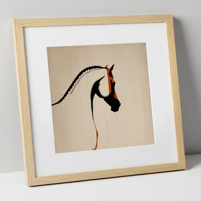The Plaited Crest horse breed art print in natural frame