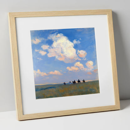 Endless Horizon Hack horse landscape art print in natural frame