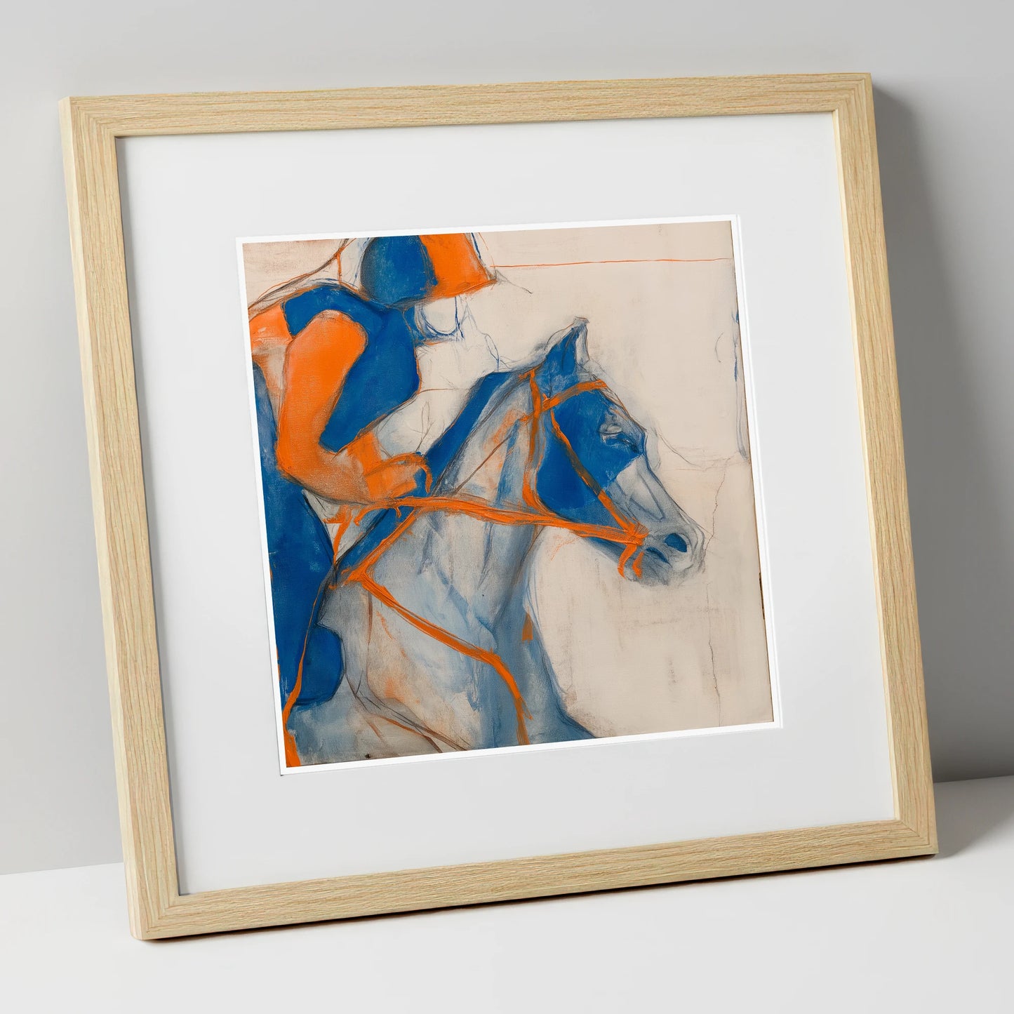 Ultramarine Racing Form racing horse art print in natural frame
