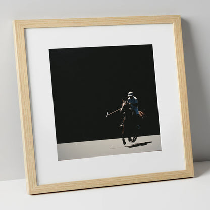 Shadows of the Chukka polo horse art print in natural frame