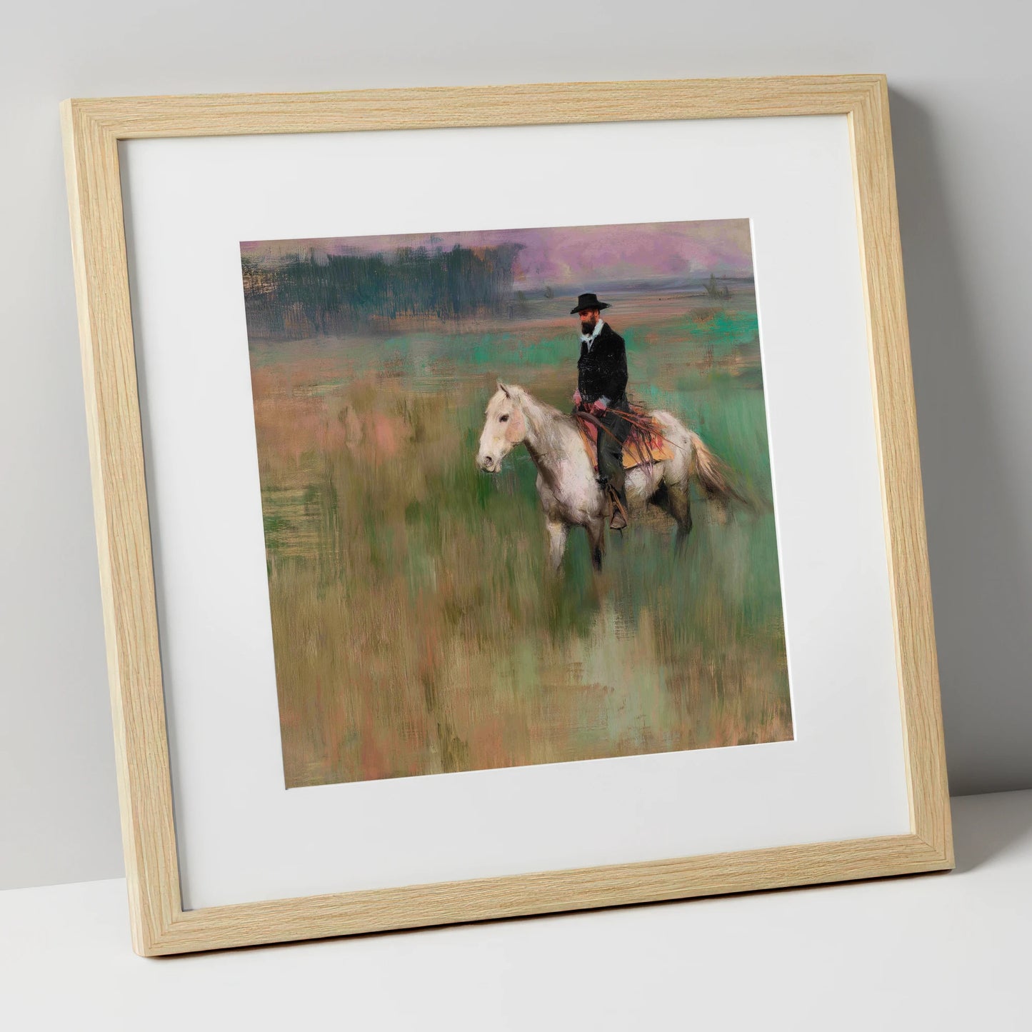 The Quiet Trail western horse art print in natural frame