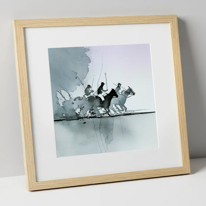 Shadows of the Chukka polo horse art print in natural frame