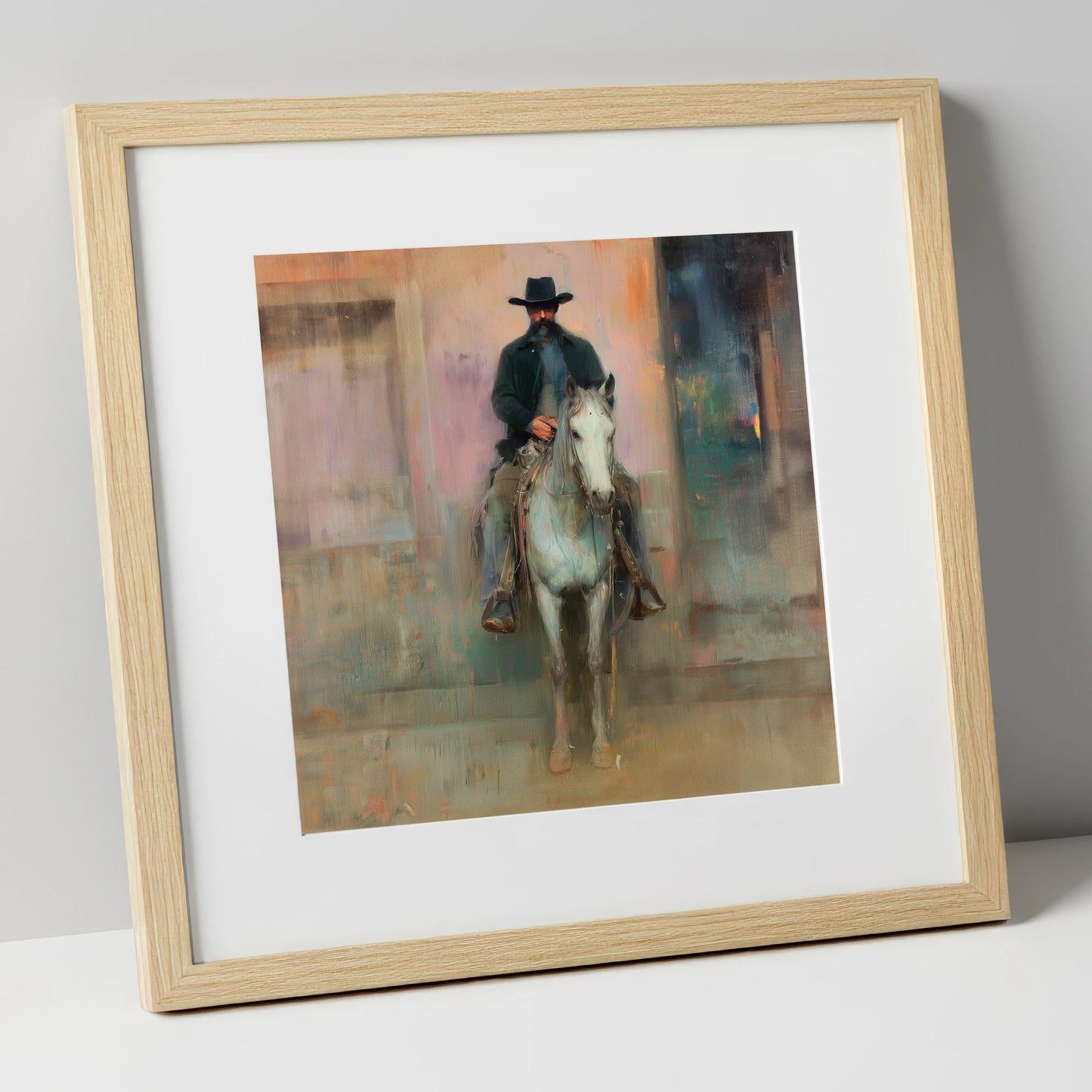 Sentinel of the West western horse art print in natural frame